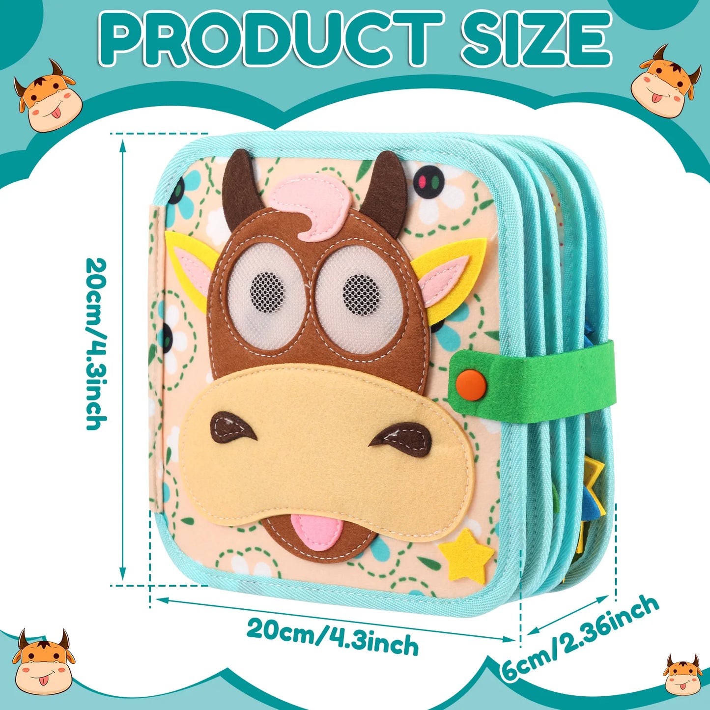 Farm Theme Busy Book for Toddlers 3D Felt Quiet Book for Preschool Learning Fine Motor Skills，Sensory  Activity Toy Kid Baby