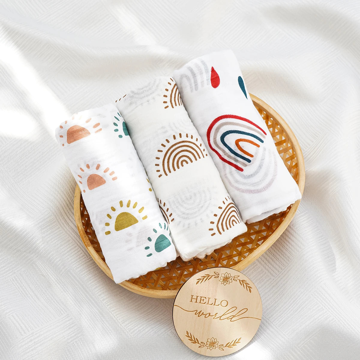 Happyflute 3Pcs/Pack Baby Muslin Swaddle 100% Cotton Baby Blanket Wrap For Newborn Baby