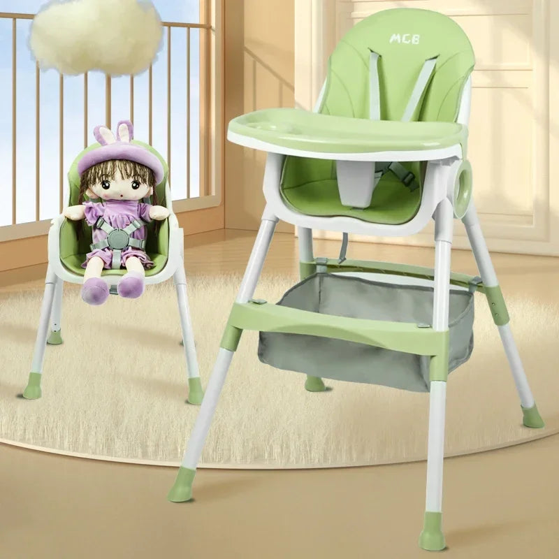 Factory Multi-functional Adjustable Foldable Baby High Chair For Feeding Chair With Big Bag And Safety Belt