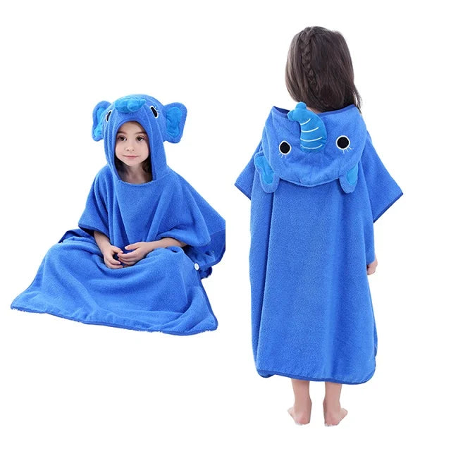 MICHLEY Fox Cotton Kids Beach Towels Bath Towel Poncho Hooded Bathing Bathrobe Unisex Washcloth For Girls Boys Children 2-6T