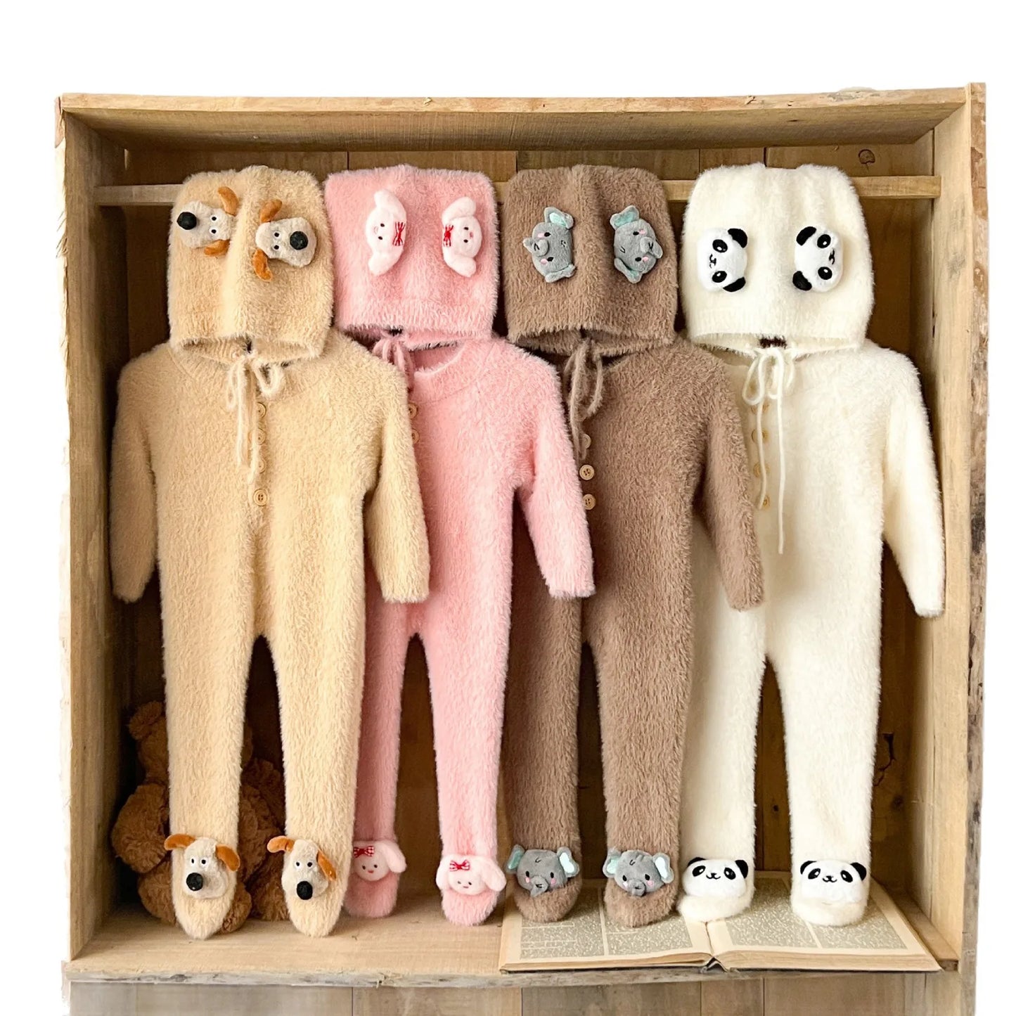 Ins Korean Version Boys' and Girls' Baby Autumn and Winter Jumpsuit Sweater, Baby and Toddler Warm Hooded Climbing Suit