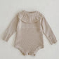 2025 New Autumn Children Clothes Infant Baby Girls Long Sleeved Splicing Knitted Jumpsuit Newborn Baby Knitted Bodysuits+Hat