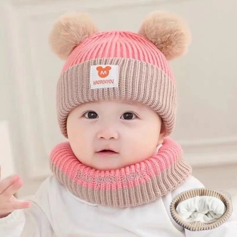 Baby Bear Knit Hat & Scarf Set – Warm Winter Beanie for Boys & Girls