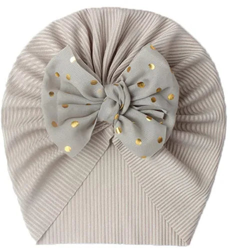 Cute Bow Baby Turban Hat Soft Elastic Beanie for Newborn Girls Summer