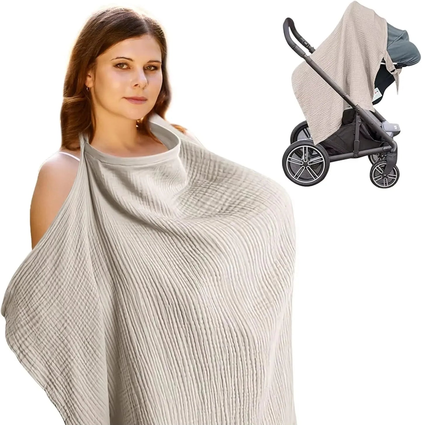 Soft 100% Cotton Breathable Nursing Covers Muslin Nursing Cover Apron for Mom Privacy Breastfeeding Stroller Cover Accessories
