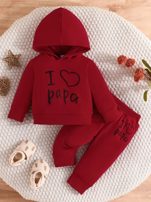 Baby Clothes Set 3–24M – "I LOVE PAPA" Hoodie & Pants for Boys & Girls