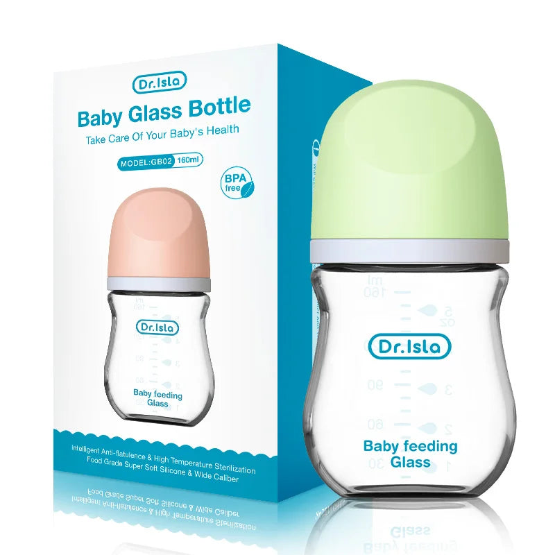 Dr.isla Newborn Feeding Glass Bottles 90ML/160ML Baby Bottle Glass Bottles Anti-flatulence Milk Feeding Bottles Infant BPA free