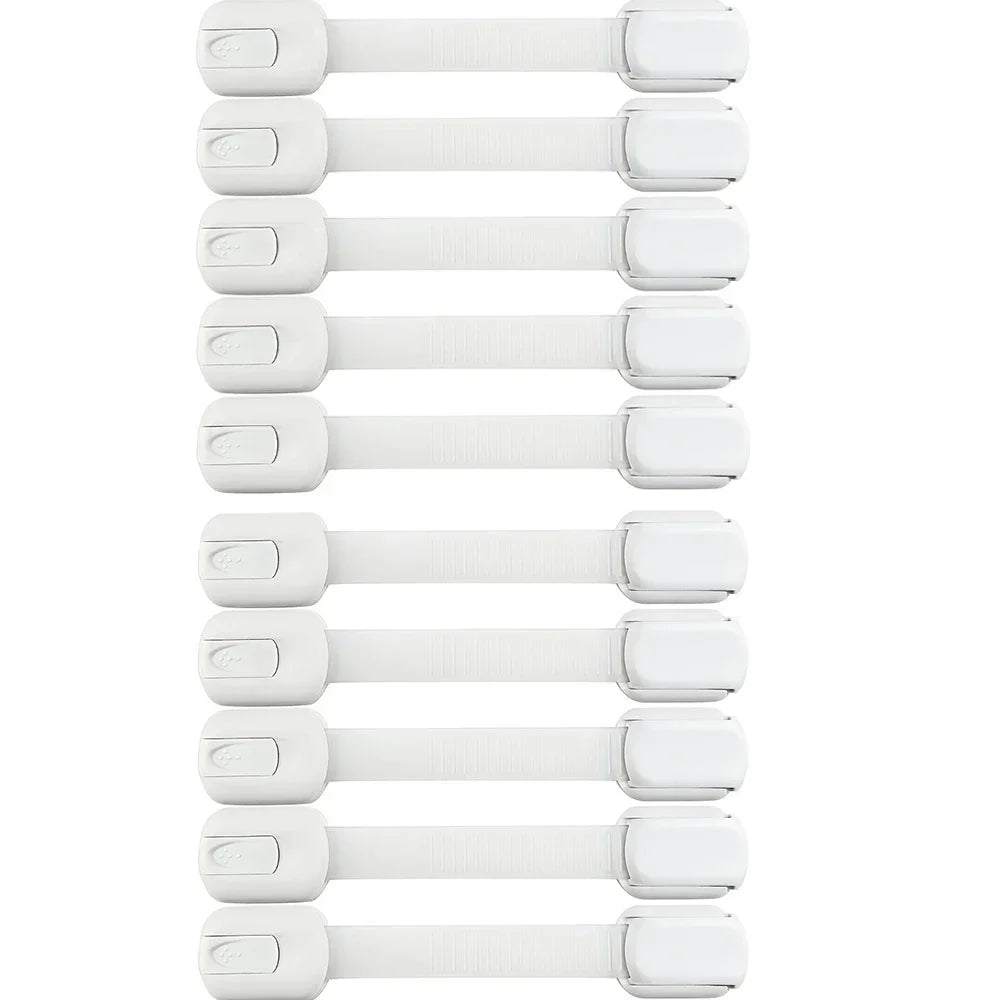 5/10pc Child Safety Strap Locks Baby Locks for Cabinets and Drawers Adhesive Pads Toilet Fridge & More No Installation Required
