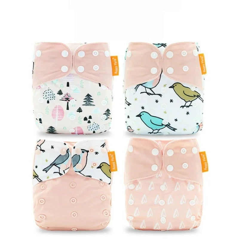 Reusable Pocket Cloth Diapers – 4-Pack Waterproof with Suede Lining