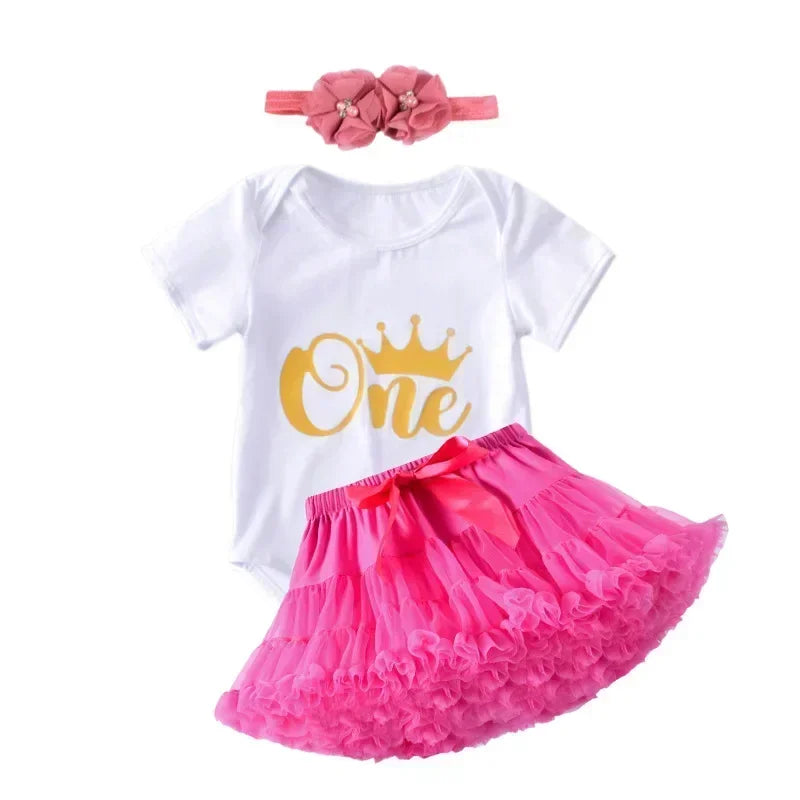 Baby Girl Birthday Set – Tutu Skirt & Headband for 1Y+
