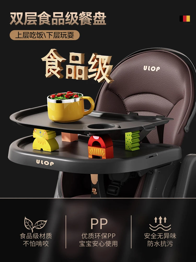 High-end Multifunctional Folding Baby Highchair Stable and Safe with Adjustable Height Household Infant Dining Chair