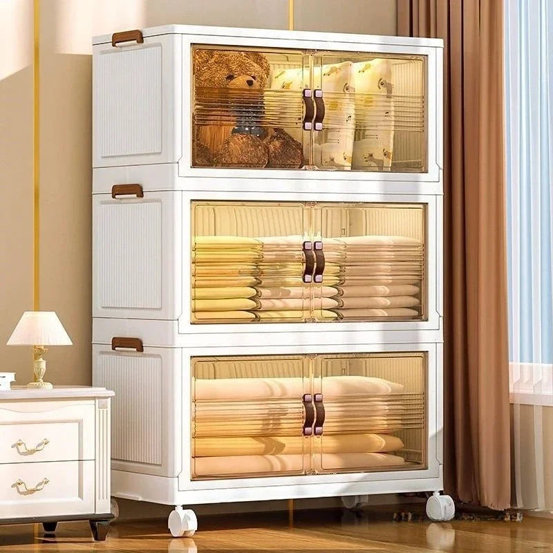Baby’s Bedroom Closets Wardrobe Clothes Folding Bins Transparent Visual Cabinets Stable Load-bearing Clothes Organizer Rack