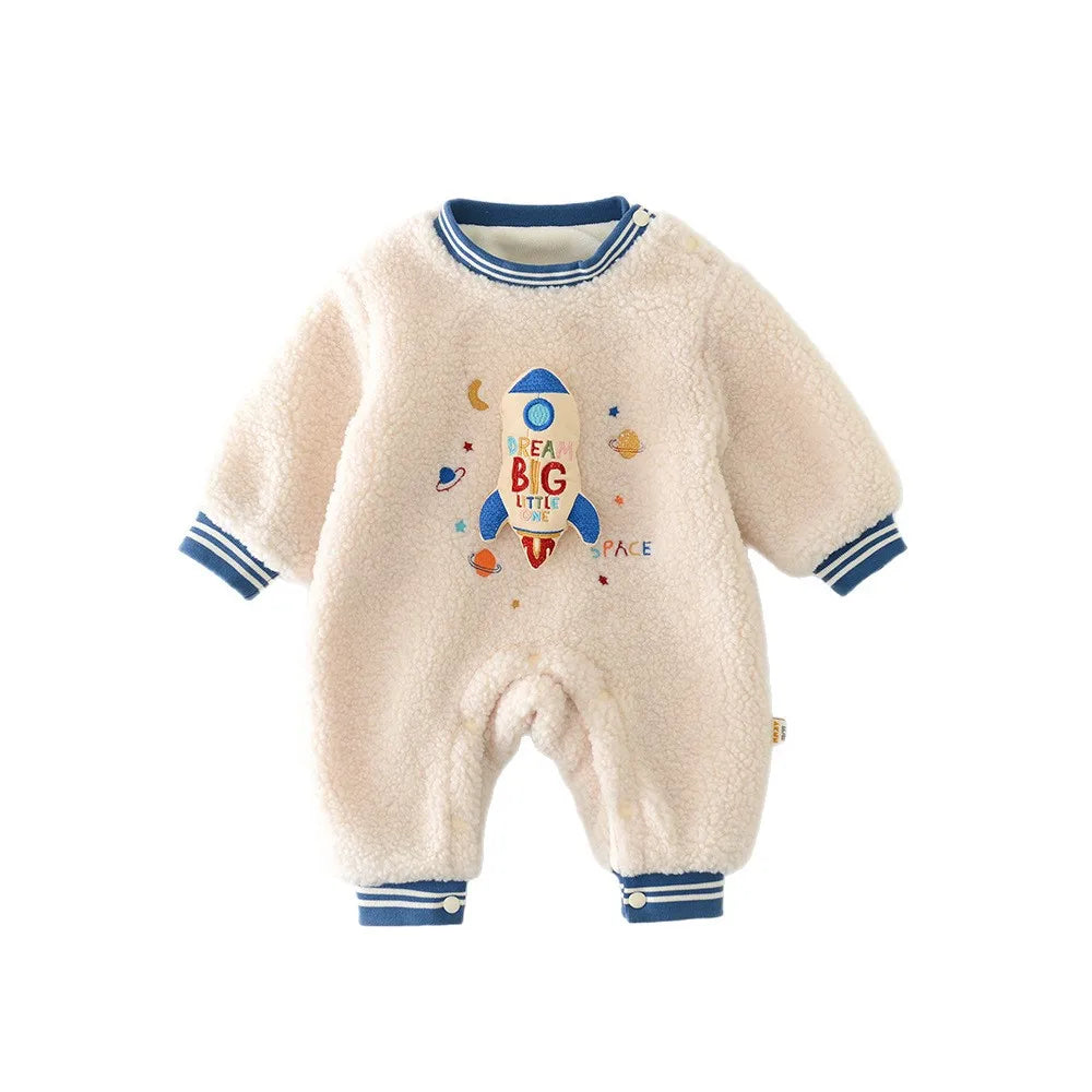 Thick Fleece Baby Jumpsuit for Girls