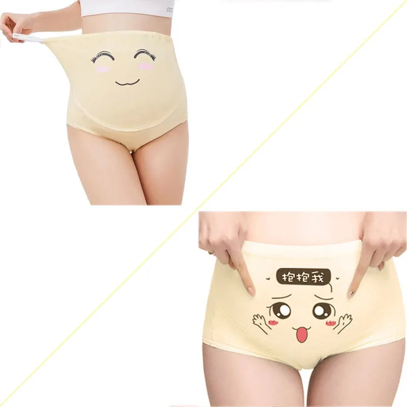 Cotton High Waist Maternity Briefs Adjustable Belly Panties Cartoon Printing Eye Clothes For Pregnant Women Pregnancy Intimates