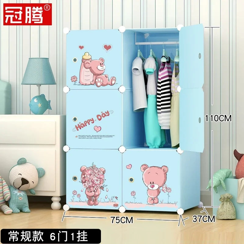 Low Profile Kids Storage Cabinet Cute Baby Clothes Organizer With Plastic Shelves For Nursery Toddler Room Furniture