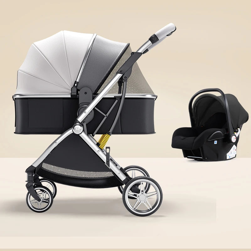 Luxurious Baby Stroller 3 in 1 Can Sit Can Lie Baby Pram Portable Baby Travel System Baby Pushchair for Newborn