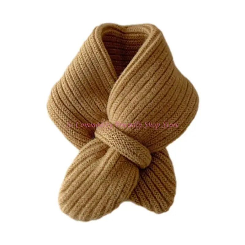 85AE Trendy Children Scarf Solid Color Autumn Winter Knitted Scarf Fashionable Scarf