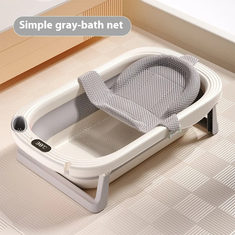 Intelligent warm baby bathtub lengthened and widened baby bathtub home foldable bathtub can sit and lie on baby bathtub