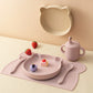 5PCS Baby Silicone Tableware Waterproof Placemat Soft Spoon Fork Suction Baby Dishes Sippy Cup Feeding Training Baby Dinner Set