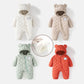 Autumn Winter Kids Boys Rompers Cotton Padded Bear Printed Thicken Newborn Boys Bodysuits Warm Argyle Hooded Infant Boy Jumpsuit