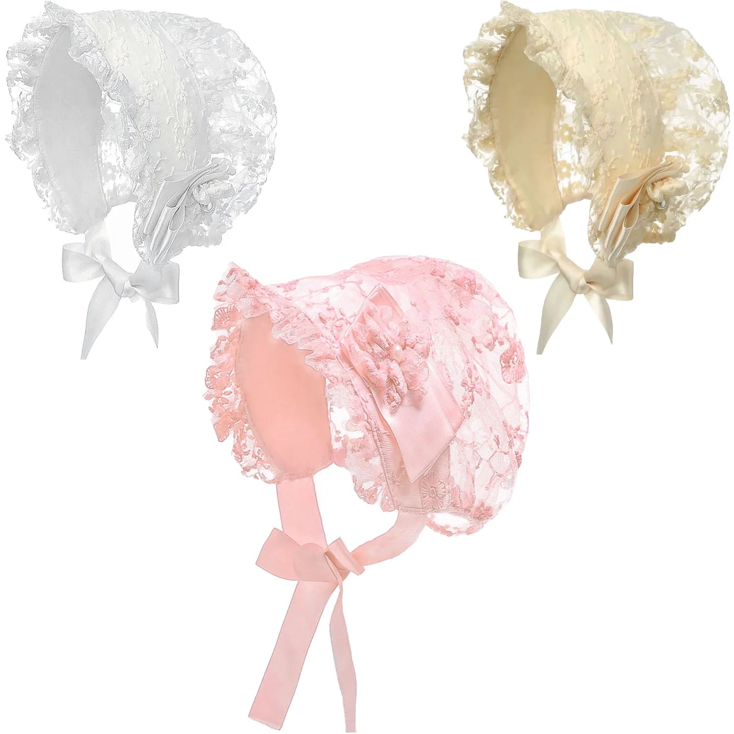 Embroidered Lace Ruffle Cap for Newborn Baby Photography