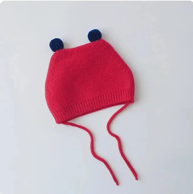 New Year Baby Hat Red Knitted Winter Infant Cap