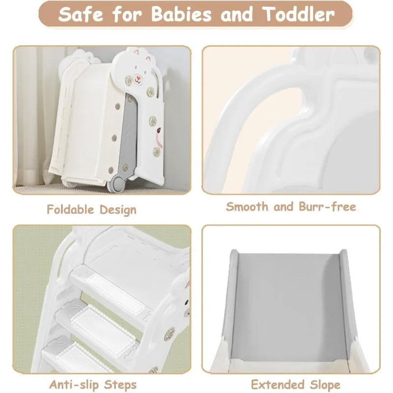 Foldable Indoor Toddler Slide – Cute Lion Kids Play Slide for Boys & Girls
