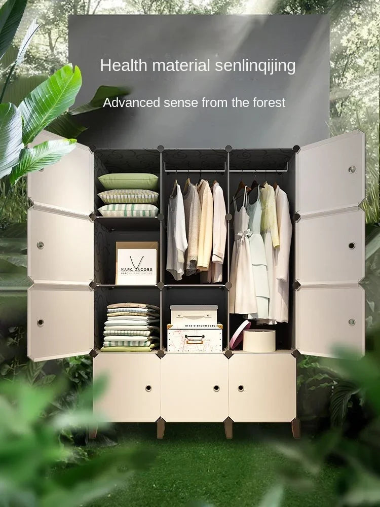 Home Bedroom Furniture Simple Wardrobe Clothes Cabinets Dressers Cube Storage Locker Baby Closet Plastic Collapsible Dustproof