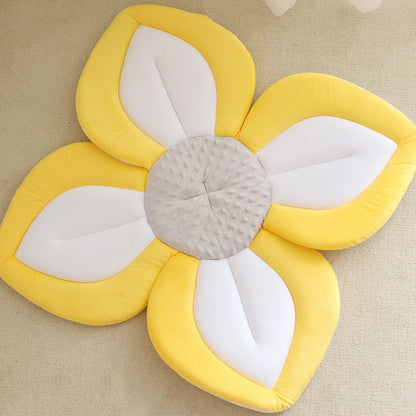 Blooming Bath Lotus Baby Bath Seat Plush Minky Baby Sink Bathtub Mat Cushion Safe Flower Seat for Newborns