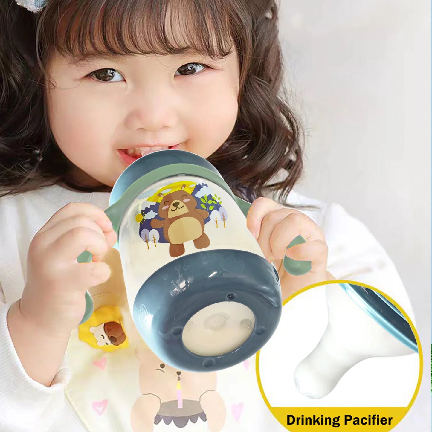 240ml Cartoon Baby Feeding Bottle – BPA-Free, Drop & Leak-Proof