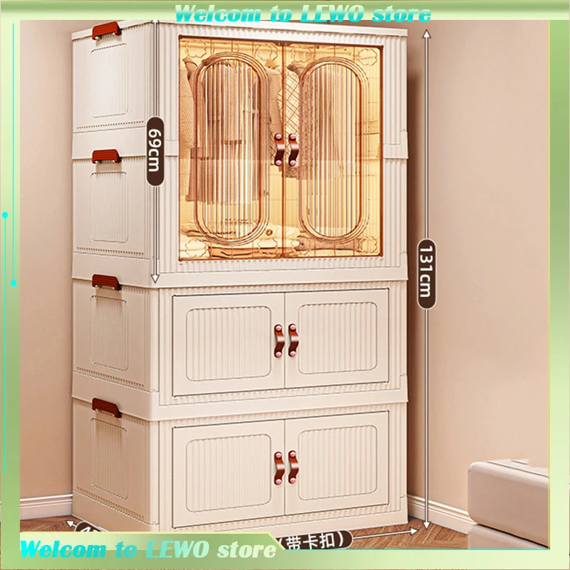 No Assembly Wardrobe Foldable Clothes Storage Cabinet Portable Infant Wardrobe For Bedroom Setup Large Capacity Durable Stylish