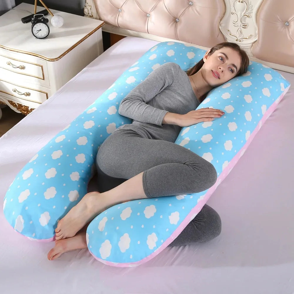 Multifunctional Pregnancy Pillow Four Seasons Universal Printed Pattern U-Shaped Waist Support Cushion Maternity Long Pillow