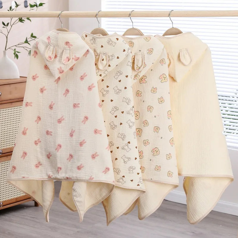 Children Hooded Bath Towel Cute Kids Beach Towel Cloak Cartoon Animal Style Newborn Bathrobe Quilt Washcloth Bathrobes