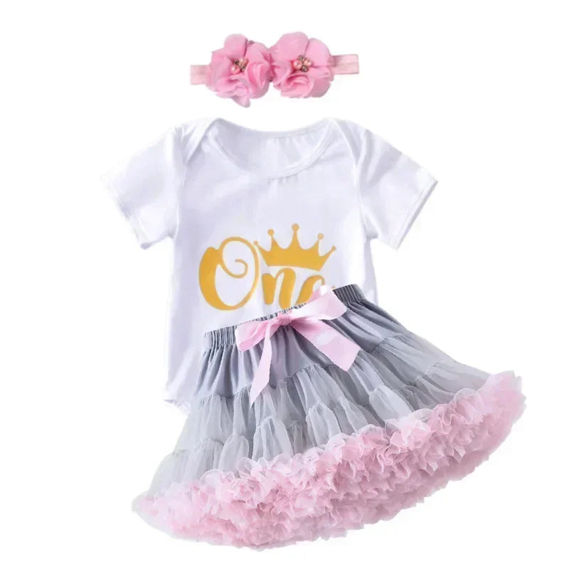 Baby Girl Birthday Set – Tutu Skirt & Headband for 1Y+
