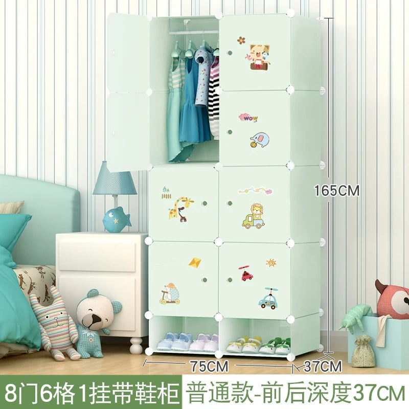 Kids Plastic Closet Storage Clothes Organizer Shelf Modern Minimalist Bedroom Baby Wardrobe Cheap Small Muebles Home Furniture