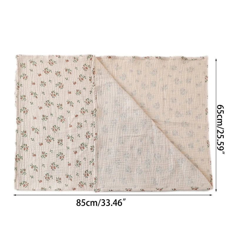 2pcs/set Cotton Swaddle Blanket Baby Blanket Floral Print Muslin Diaper Swaddle New Born Crinkle Fabric Baby Born Stroller Cover