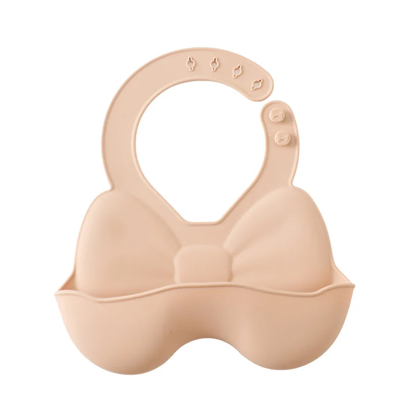 Baby Waterproof Bibs Toddler Silicone Bibs Cute Bowknot Aprons Kids Bib Girl Boy Adjustable Soft Silicone Bib Baby Feeding