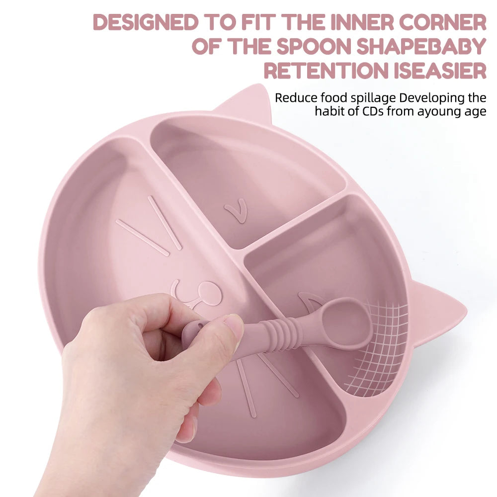Toddler Feeding Set – Non-Slip Silicone Cartoon Plate & Bowl