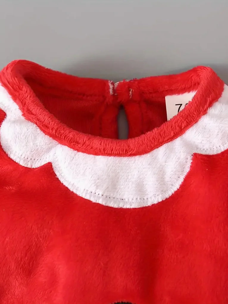 Baby's Christmas Party Santa Claus Outfits, Long Sleeve Romper Hat Set For Spring, Autumn And Winter Indoor And Outdoor Wear