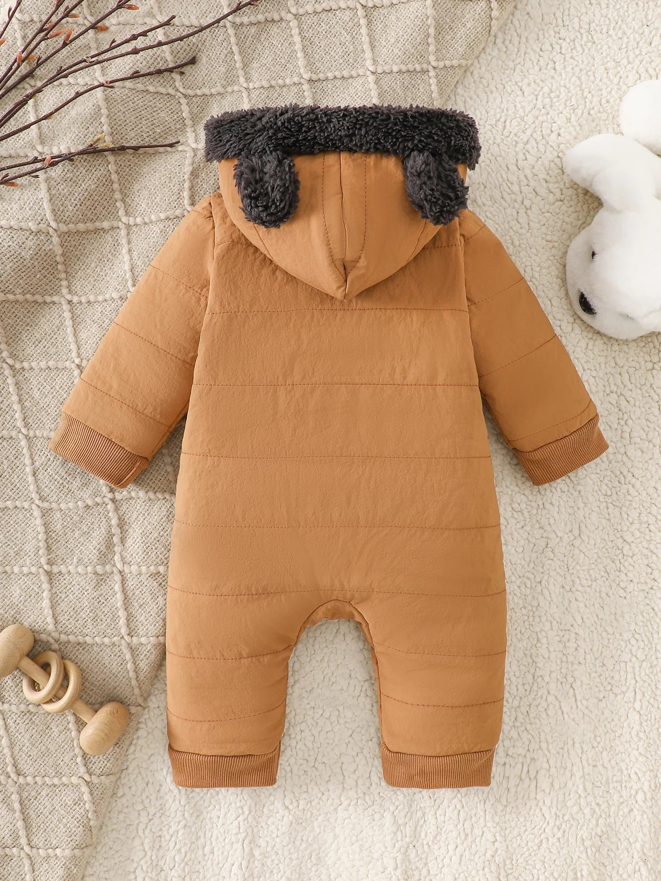 IURNXB Newborn Baby Fleece Romper Clothes Long Sleeve Hooded Onesies Thicken Jumpsuit Infant Costum Warm Homewear Outfits 1-18M