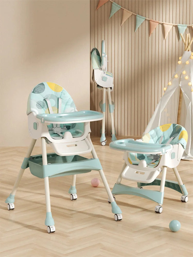 Baby Highchair Dining Chair Baby Eating Foldable Seat Multifunctional Lift Baby Dining Table Chair