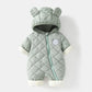 Autumn Winter Kids Boys Rompers Cotton Padded Bear Printed Thicken Newborn Boys Bodysuits Warm Argyle Hooded Infant Boy Jumpsuit