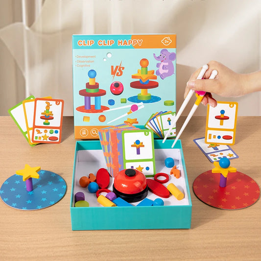 Wooden Stacking Blocks Shape Sorting Stacking Toy Montessori Game Wooden Board Game Chopsticks Balance Challenge Educational Toy