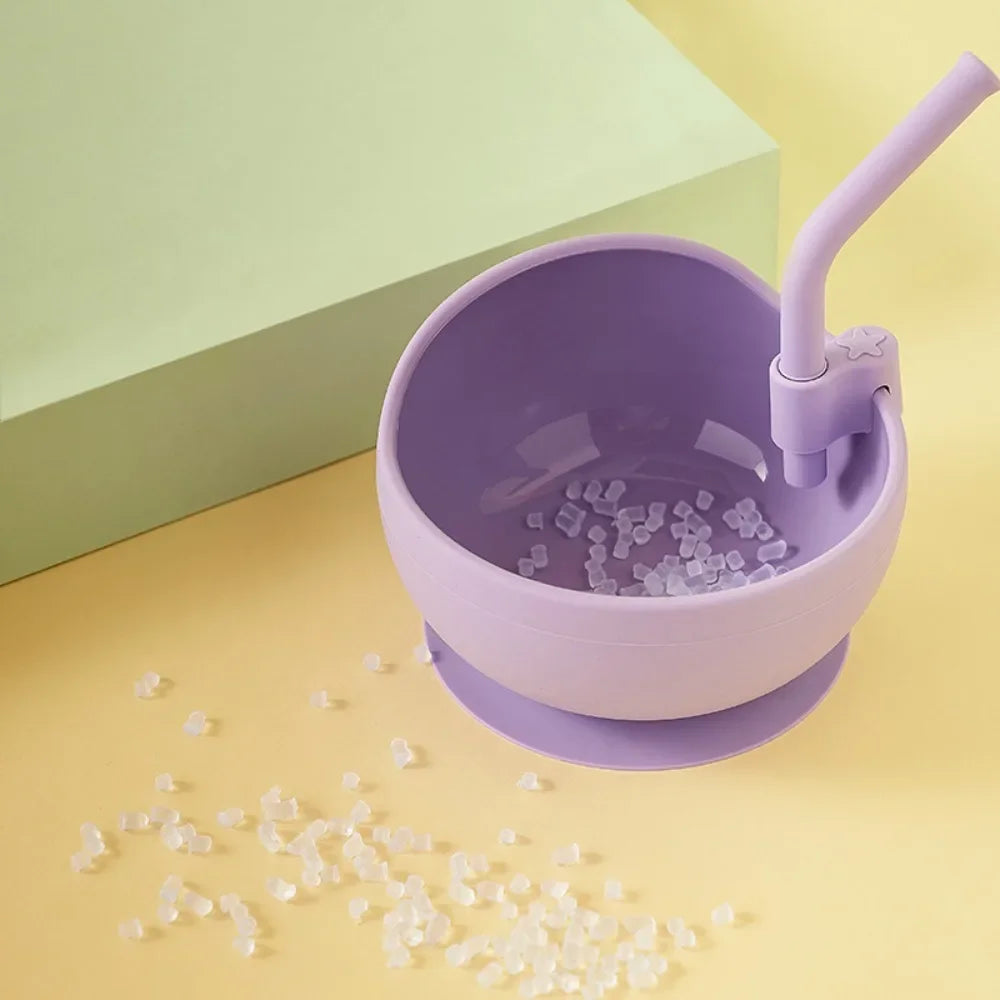 Baby Kitchenware – Silicone Bowl with Spoon & Straw Set
