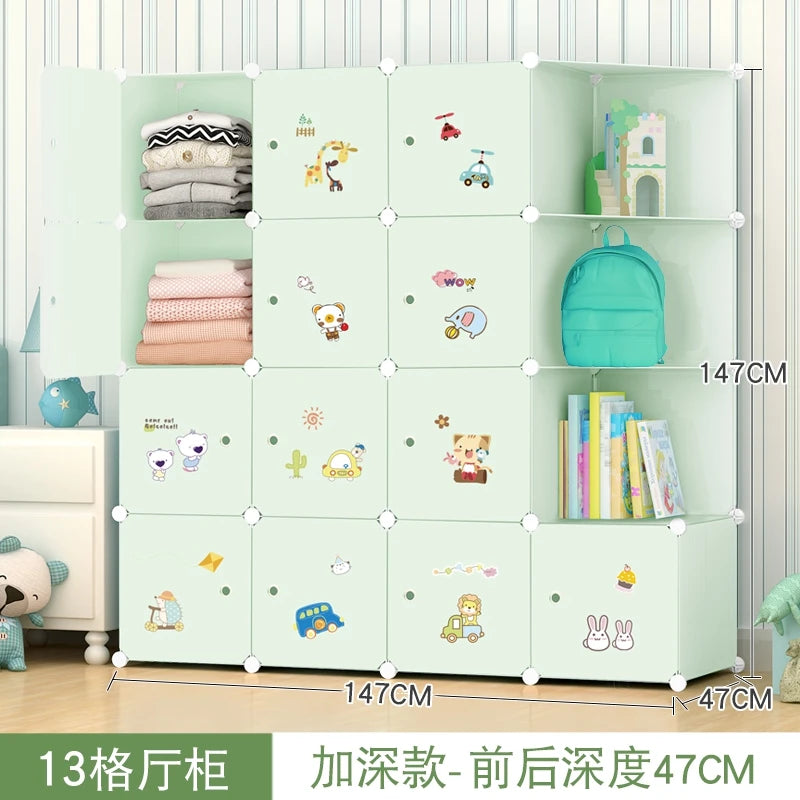 Kids Plastic Closet Storage Clothes Organizer Shelf Modern Minimalist Bedroom Baby Wardrobe Cheap Small Muebles Home Furniture