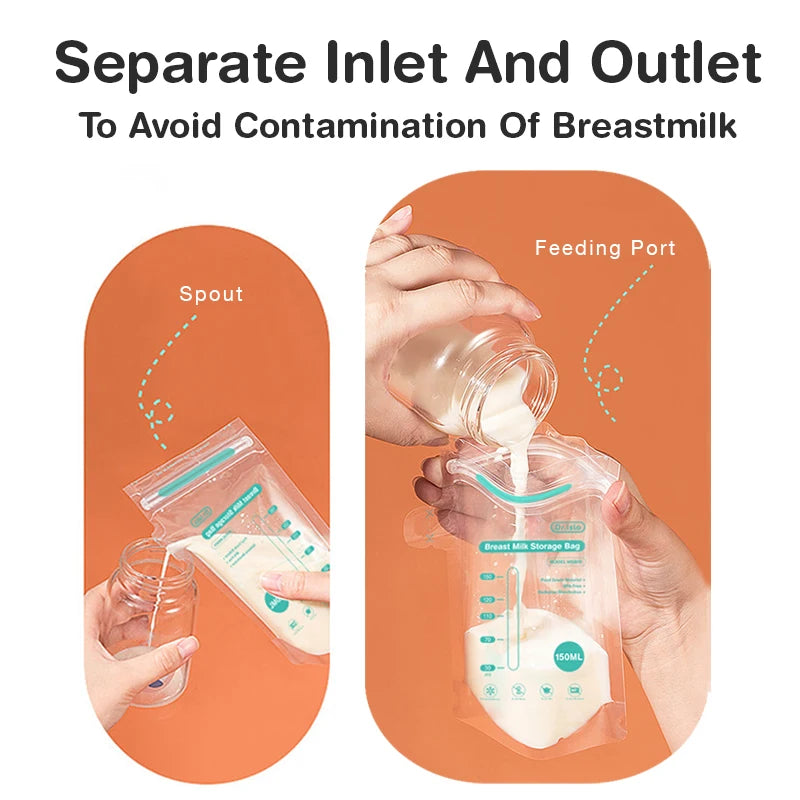MAMIJOY  100Pcs 150ML Breast Milk Storage Bag Disposable Small Capacity Frozen Milk Storage Bag BPA Free Safe Feeding Bags