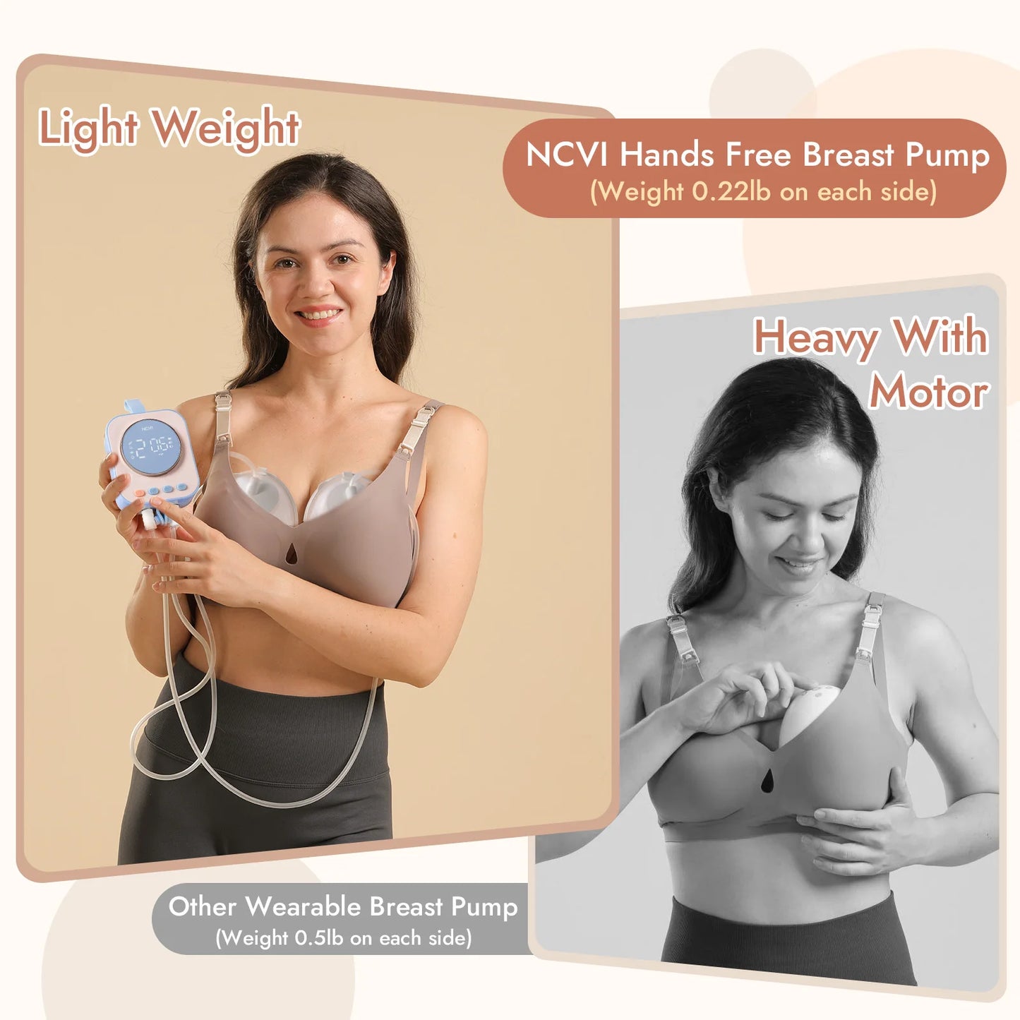 NCVI 2025 Hands Free Wearable Breast Pump,4 Modes 9 Levels