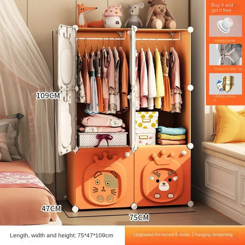 Home Bedroom Furniture Folding Wardrobe Clothes Cabinets Simple Dressers Cube Storage Locker Baby Closet Plastic Collapsible