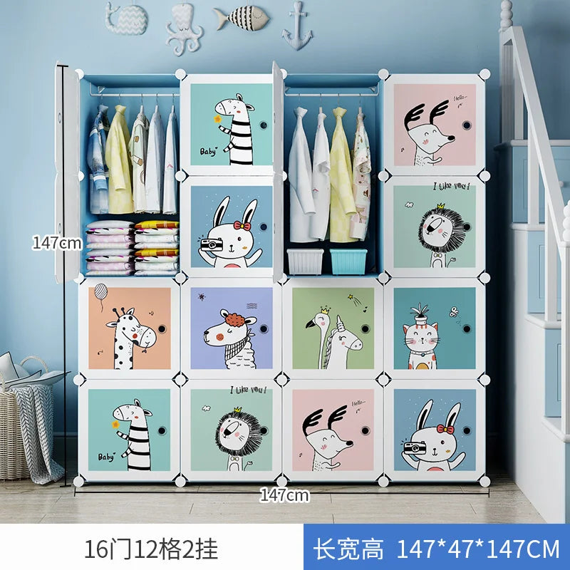 Plastic Kids Closet Baby Clothes Partitions Bedroom Organizer Cube Shelves Wardrobe Modern Small Guarda Roupa Home Furniture