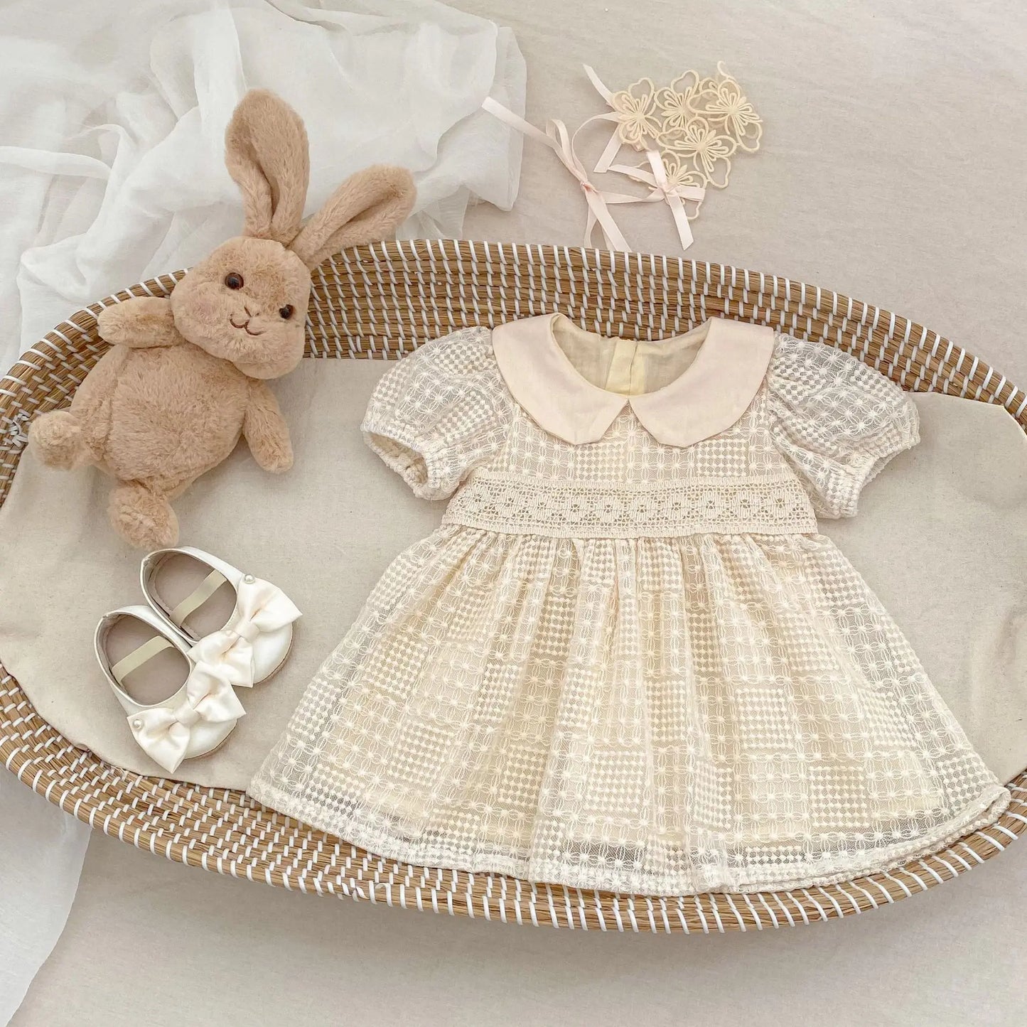 Summer new style baby clothes for 0-3 years old, cute baby girl dress, exquisite doll collar, embroidered princess dress
